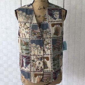 Ann Loy Tapestry Original Vest size M color cream and brown. NWOT #341